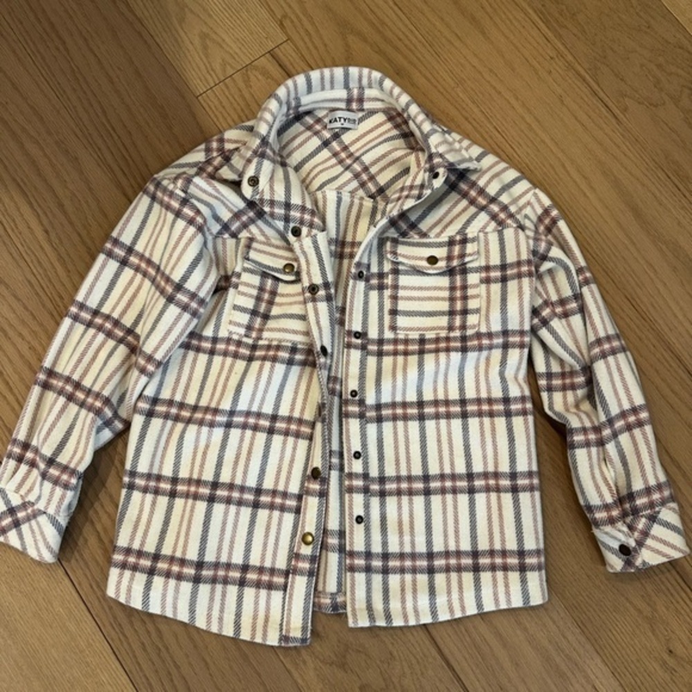 Katydid Plaid Button-Up Shirt - Cream and Purple and Pink